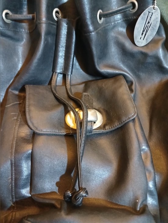 black drawstring backpack leather Clava Made in Los Angeles Buy Leather Texas Drawstring Backpack